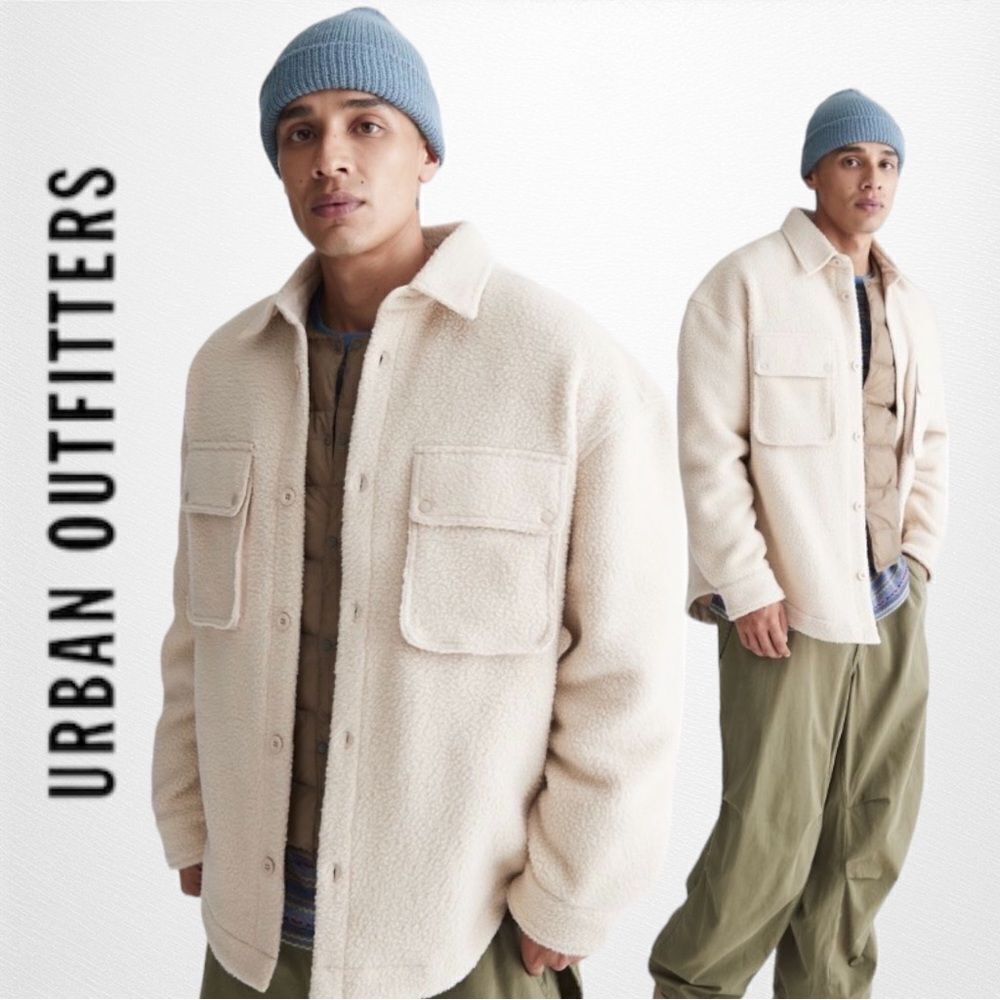 NEW Without Walls UO Xander Blocked High Pile Fleece Shirt Overshirt  L